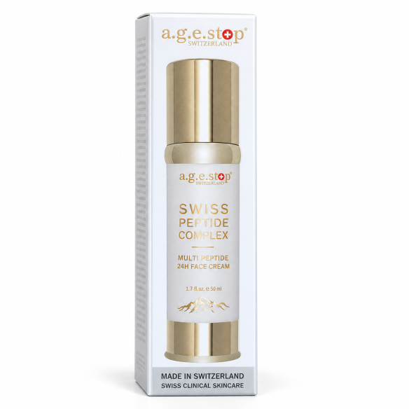 A.G.E.Stop Swiss Peptide Complex 50 ml — opakowanie na białym tle