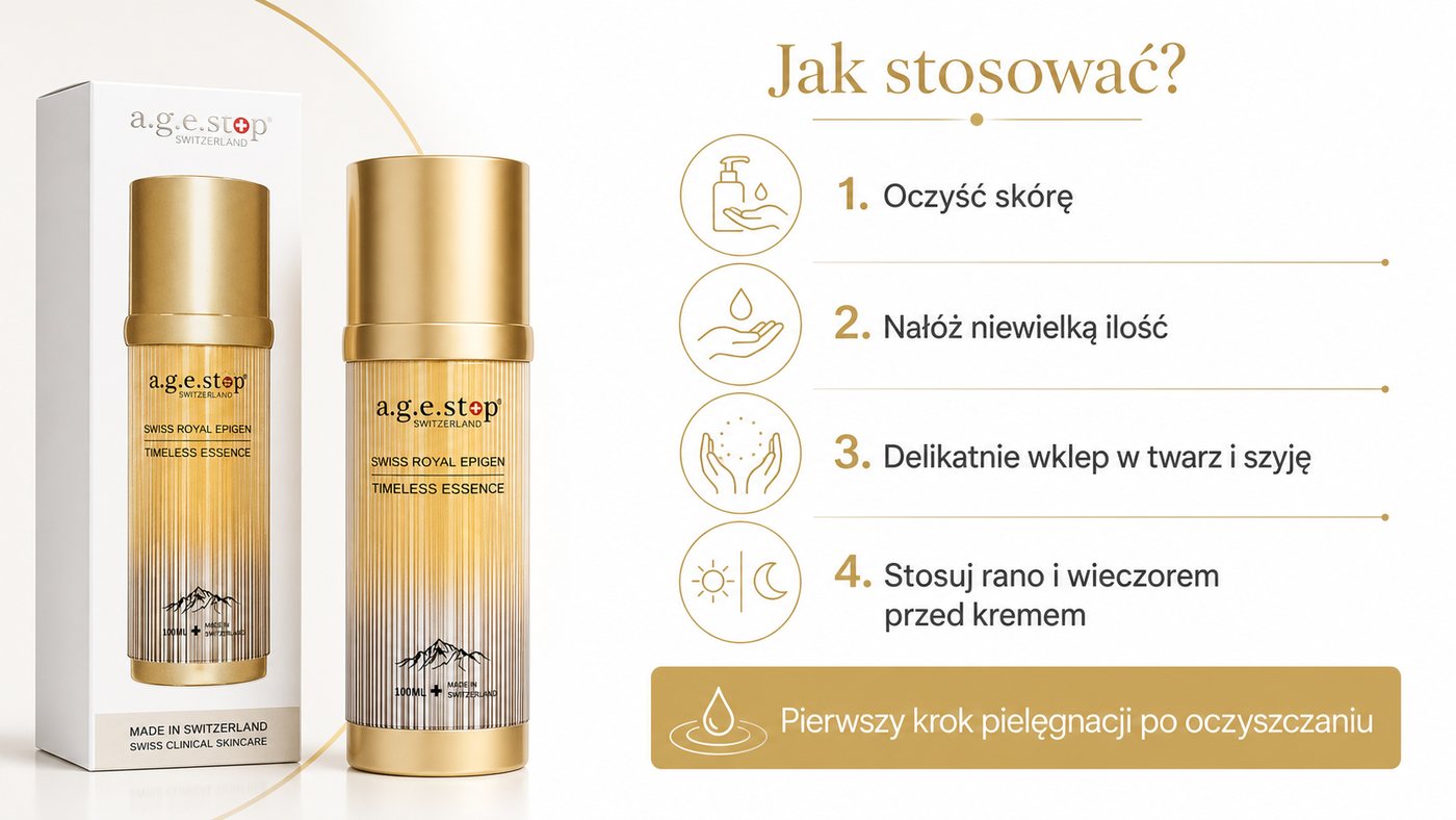 Jak stosować A.G.E. Stop Swiss Royal Epigen Timeless Essence 100 ml