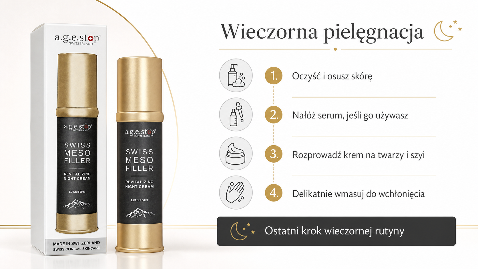 A.G.E. Stop Swiss Meso Filler Night Cream – sposób stosowania kremu na noc