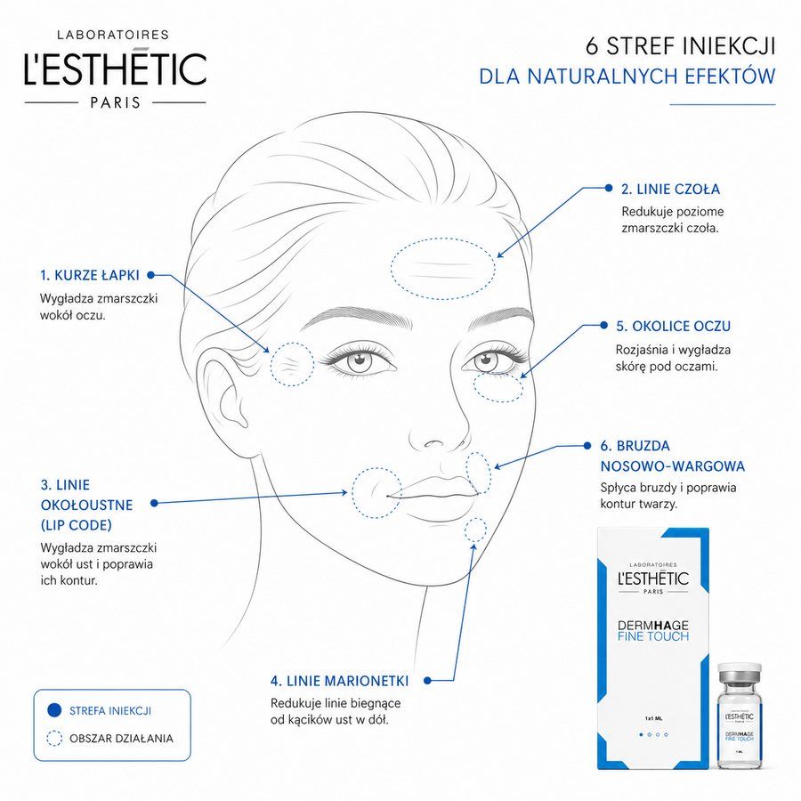 DERMHAGE Fine Touch – strefy aplikacji na twarzy